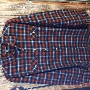 Martin Gordon Size XXL Flannel Plaid Front Button-Down Shirt